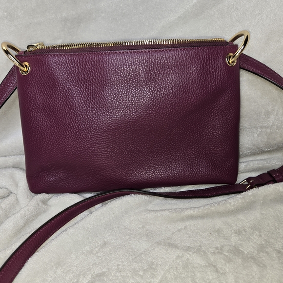Coach Mia Crossbody Pebbled Leather Bag in Dark Berry Burgundy EUC Auth. F76645 - Picture 2 of 15